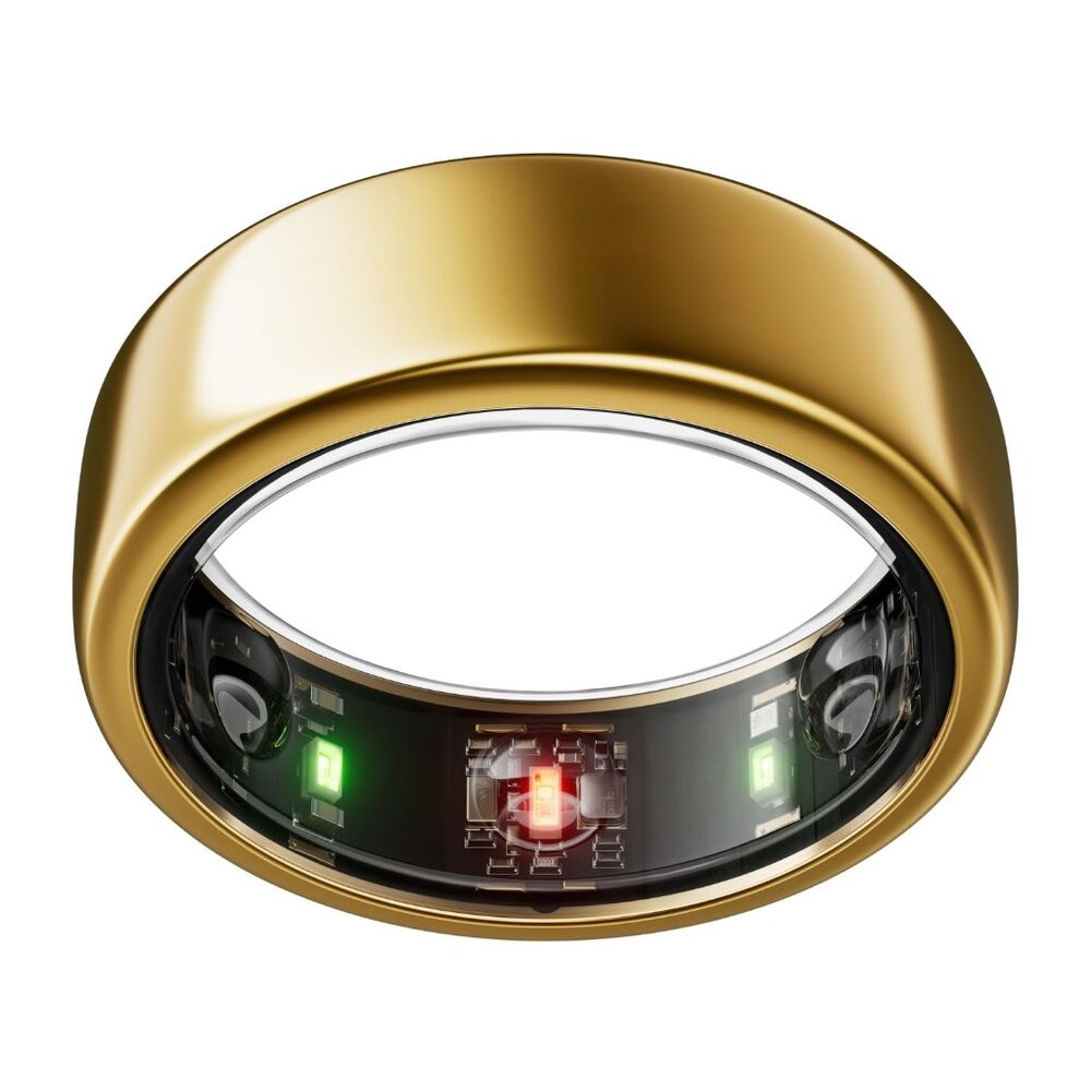 Oura Smart Ring in Gold with Green and Red Sensor Lights